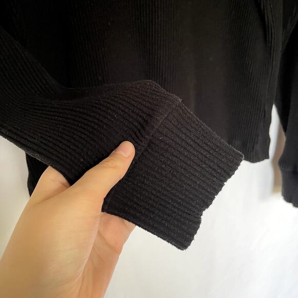 Gap Body black v-neck ribbed knit sweater pullover women's size small cotton - Picture 4 of 7